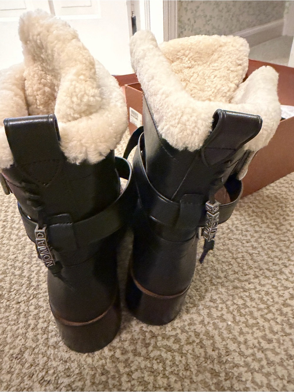 Coach collection Black Shearling-Lined Women's Moto Boots coach size 11 - Picture 4 of 11